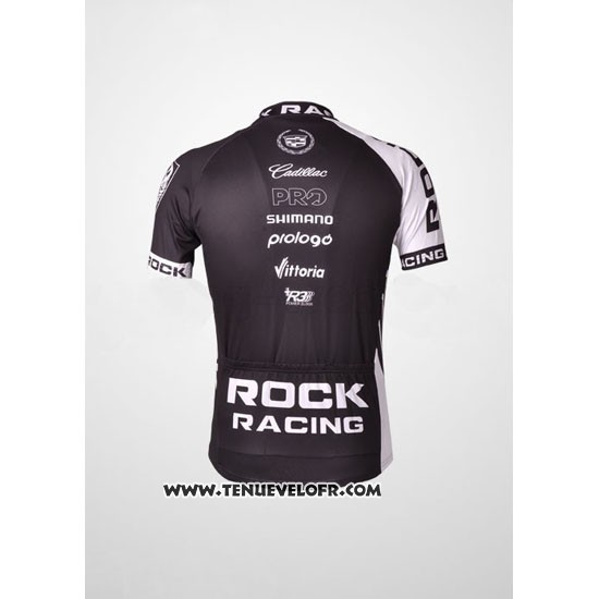 2010 Maillot Ciclismo Rock Racing Noir et Blanc Manches Courtes et Cuissard